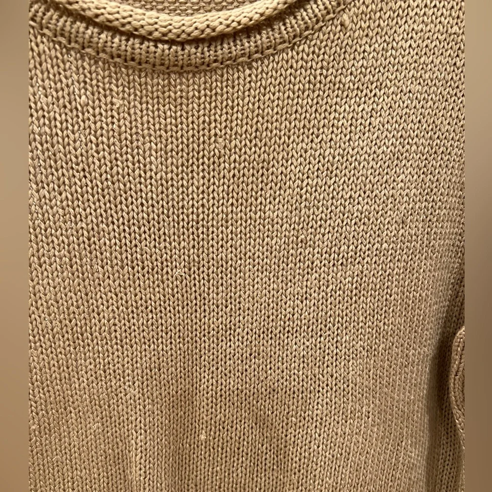 Tan Knit Crewneck Long Sleeve Sweater [Small]